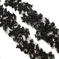 6cm*2yards Ivory White Luxury Beaded Embroidery Flower lace Appliques for Wedding Dresses Rhinestone Applique Patches Embroidery lace parches ropa (Black Color) - color: SPXB-TV0091BCL-2y-black