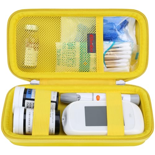 Elonbo Diabetic Supplies Travel Case for Glucose Meter Diabetes Testing Kit - color: Yellow+ Inside Yellow