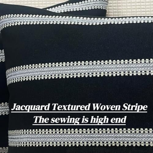 Slow Cow Square Throw Pillow Cover Stripe 18 x 18 Inches Black Off White - color: Stripe-black, size: 18" x 18" (Pack of 1)