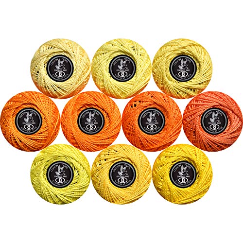 Crochet Thread 10 Balls Cardinal Size 8 for Crochet Hardanger Cross Stitch Needlepoint Hand Embroidery (Orange Series) - color: Orange Series
