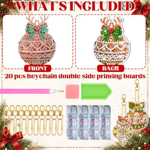 Tondiamo 20 Pcs Christmas Gingerbread Diamond Painting Keychains Kit - style: Gingerbread Lampball