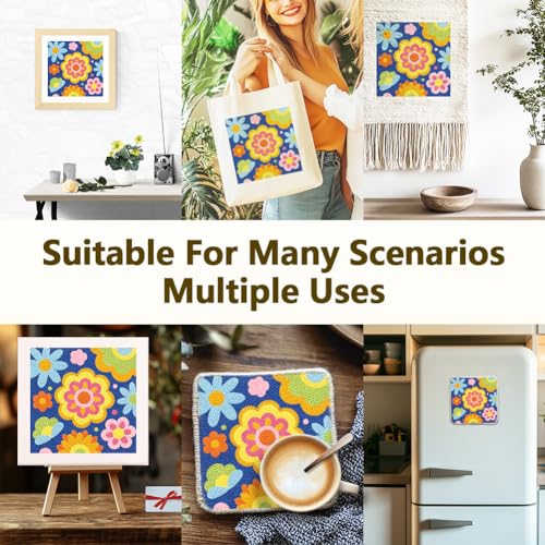 DOODLREAM Colorful Flowers Punch Needle Kit for Beginner 9.4" x 9.4" - color: Flowers