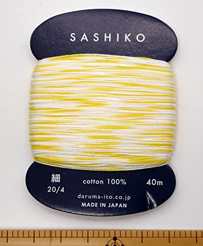Yokota Daruma Sashiko Thread Single and Variegated Color (Lemon Squash, Thin 40M Card) - color: Lemon squash