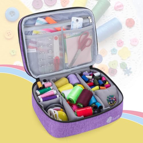 Luxja Double-Layer Medium Sewing Organizer, Purple - color: Purple, size: Medium