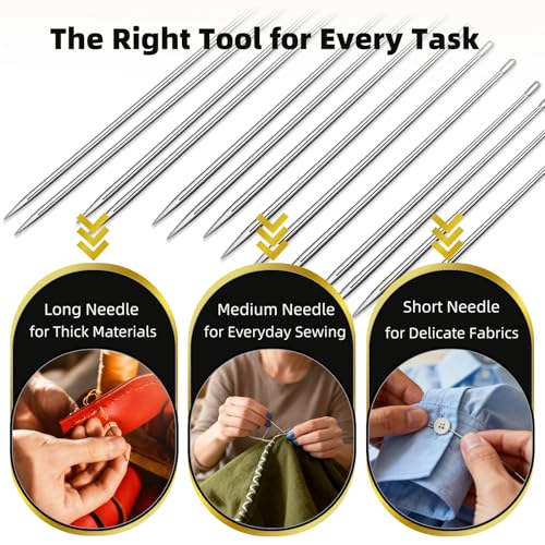 35pcs Steel Needles for Hand Sewing with Threaders Tape Measure