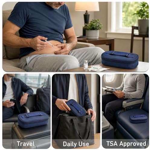 Cruxer Insulin Vial Cooler Travel Case,Portable Refrigerated Medicine Bag - color: Nvay Blue