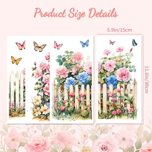 Peacoblue Fence and Roses Rub On Transfers for Furniture Craft 6"x12" - style: Fence and Roses