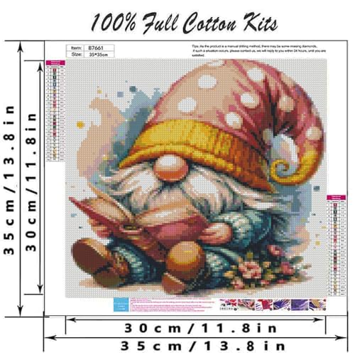 DYAIANGMU Gnome Stamped Cross Stitch Kit for Adults 13.7x13.7 inches - color: Y114