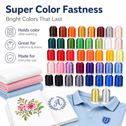 Simthread 42 Colors 550Yds 40WT Polyester Embroidery Thread Set - color: 42 Colors