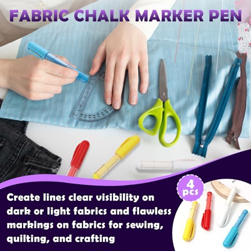 4PCS Sewing Chalk for Fabric, Wipeable and Washable Fabric Chalk for Sewing, Tailors Chalk for Fabric Etailed Marking on Fabrics, Cottons, Leathers - Blue, White, Red, Yellow - color: White & Blue & Red & Yellow