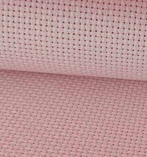 KCS 2 pc of 15" x 18" Counted Cross Stitch Cotton Aida Cloth Needlework Fabric (Pink, 14CT) - color: Pink, size: 14CT