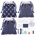 ORIGACH 3 Set Sashiko Drawstring Bag Kit with Instruction for Beginners