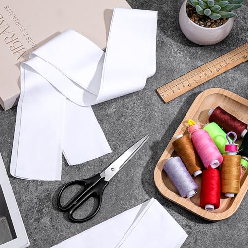 50 Pcs White Jelly Cotton Fabric Roll 2.56 Inch Cotton Fabric Quilting Strips Jelly Patchwork Precut Strips Solid Color Patchwork Rolls for DIY Quilting and Sewing Projects