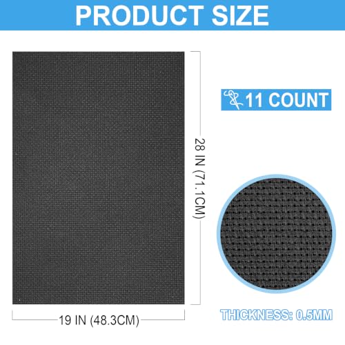 MYFAMIREA Cross Stitch Fabric 11 Count Aida Cloth 28 x 19 Inch Large Size Classic Reserve Cross Stitch Supplies Embroidery Fabric for Home DIY Craft Decoration Handmade, Black - color: Black, size: 11 CT 28 x 19In