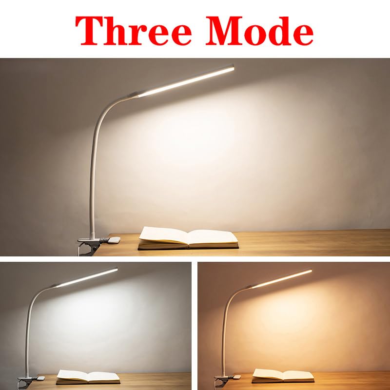 White LED Easel Lamp Clip-On Art Light for Artists - 3 Colour Modes, 10-Level Dimmable Eye-Care Desk Lamp, Flexible 360° Gooseneck, USB Powered for Painting, Drawing, Headboards, Drafting Tables - color: White