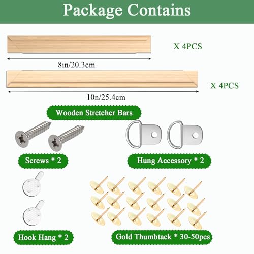 2 Pack 8"x 10" DIY Wood Canvas Stretcher Bars, Canvas Frames Kit-Easy to Assemble,Wooden Frames Kit for Oil Painting,Diamond Painting，Embroidery Stitch and Needlepoint Arts Supplies - color: 8"X10"