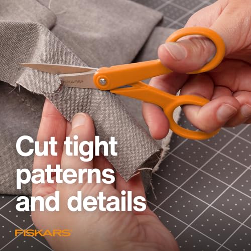Fiskars 5" Orange-Handled Micro-Tip Fabric Scissors, No. 5 - size: 5”, style: Double Loop Handle