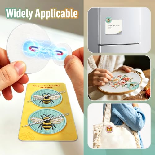DELLAN 2-Pack Magnetic Needle Minder, Cute Bee Needle Holder - color: Bee&Bee