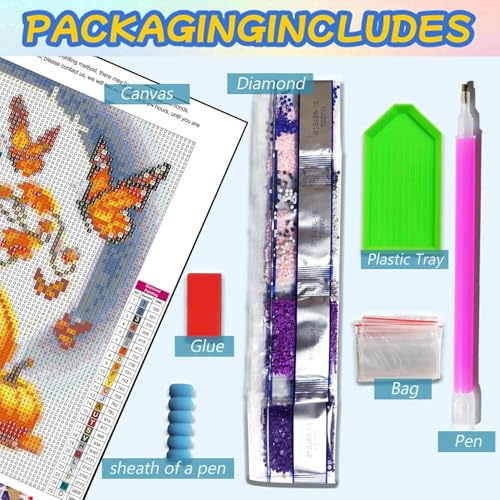 Dugsmgd Fall Diamond Art Kits for Adults, Diamond Painting Kits 12x12inch - color: Girl and Pumpkin