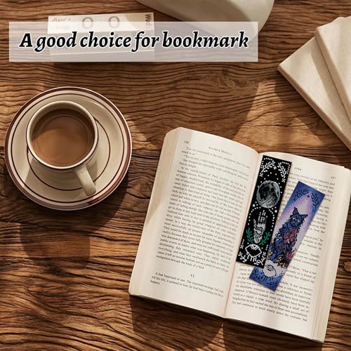 NEGEKFKX 6 Pcs Magical Witchy Cross Stitch Bookmark Kit for Adult Beginners - color: Cross stitch bookmark-9