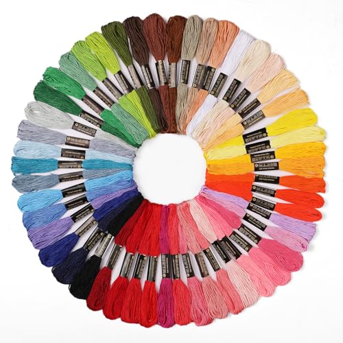 50 Skeins Embroidery Floss, Cross Stitch Threads Friendship Bracelet String - color: 50 Pcs, Rainbow