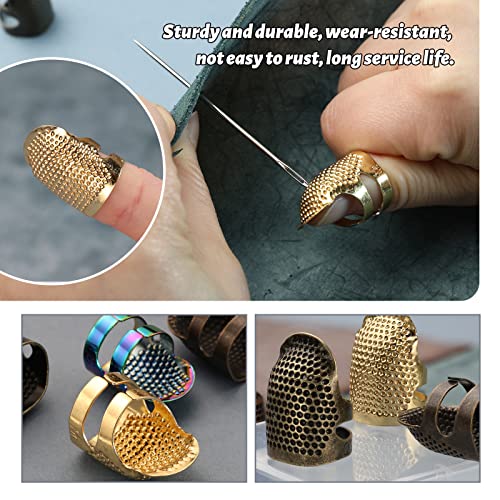 Yizzvb 5 Pcs Sewing Thimbles Kit Metal Finger Protector Quilting Ring