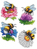 Counted Cross-Stitch Kit on Plastic Canvas with Bumblebees. 4 Summer Ornaments Different Dimensions 177CS. 14 Count Plastic Canvas Sheets 8.27x11.02 Inches. Perfect for Art & Craft Amateurs - color: Bumblebees