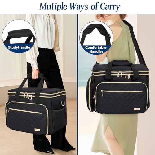 FREEAMG Knitting Bag, Crochet Bag Organizer, Yarn Storage Bag with Divider - color: Black