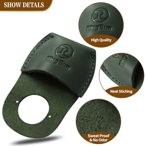 Ringsun Thumb Guard Wood Carving Tools, Leather Finger Protector, Handmade Carpenter Working Carving Kit Accessories Green - color: Green