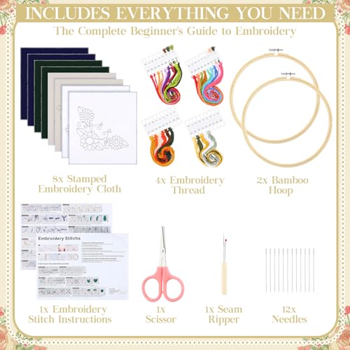 Tioncy 8 Sets Mexican Multicolor Embroidery Napkins DIY Craft Kit - style: Multicolor