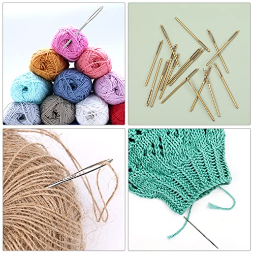 18pcs Large-Eye Blunt Needles, 2" 2.36" 2.75" Yarn Knitting Needles Tapestry Sewing Needles Wool Hand Metal Sewing Knitting Needles for Crochet Projects (Silver)