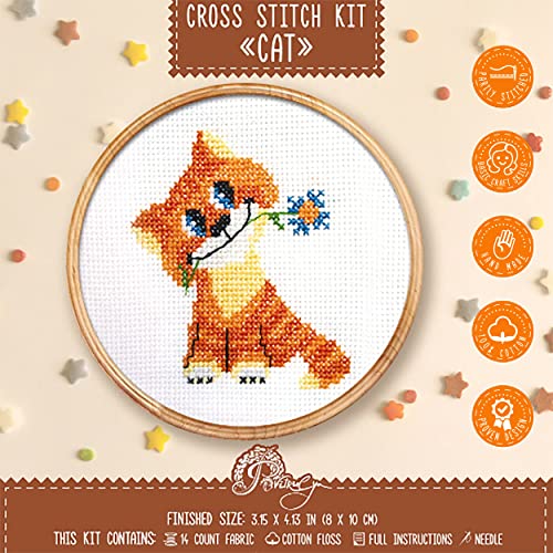 Povitrulya Cat Cross Stitch Kit for Beginners - color: Cat