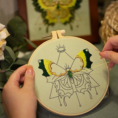 Bead Embroidery Kit for Adults with Instructions Video and Gift Box - color: Green - Easy