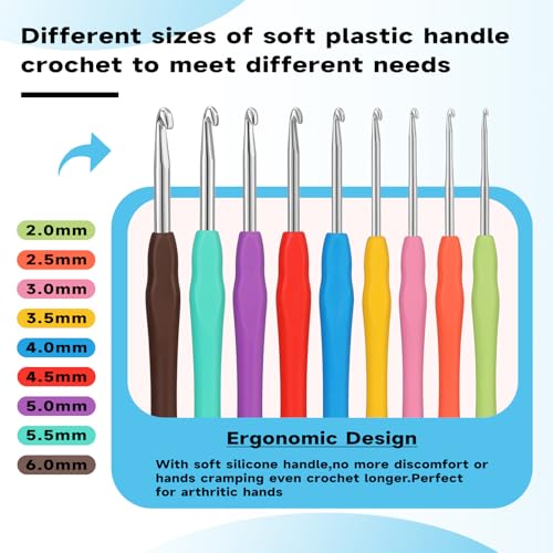 Mayboos 9 Sizes Crochet Hook Set 2.0mm~6.0mm 34 Pack Crochet Hooks - size: 9 Sizes