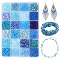 24 Grid Blue Glass Seed Bugle Tube Beads Kit for Jewelry Making DIY Craft - color: Blue, size: 24 Grid