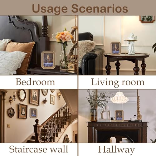 Vintage Picture Frames 5x7 Octagon Bronze Antique Ornate Picture Frames for Tabletop and Wall Mount with Glass Front Retro Home Decor Old Fashioned Victorian Photo Gallery Wall Decor - color: Bronze, size: 5x7