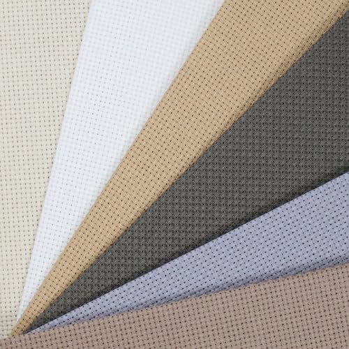 KCS 6 pc of 12" x 18" (30cmx45cm) 14 Count Cotton Aida Cloth Cross Stitch Fabric (14CT-F) - color: 14ct-f