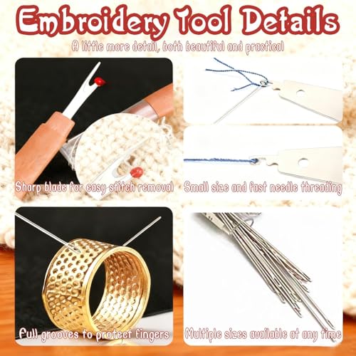 Big Eye Steel Sewing Needles Kit 34PCS | 5 Size Steel Needles for Hand Sewing Kit Stainless Needle for Adult with Case | Beginner-Friendly (34-PCS)