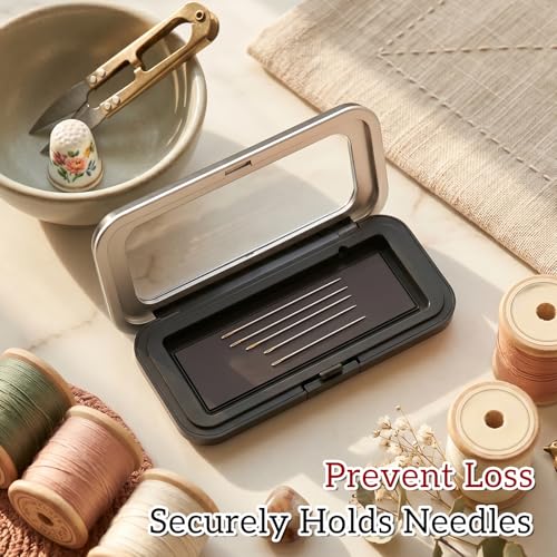 Magnetic Needle Holder Case with Clear Acrylic Lid, Strong Magnetic Sewing Pin Storage Case with Visible Lid Sewing Needle Organizer Box for Sewings Quilting Paper Clips