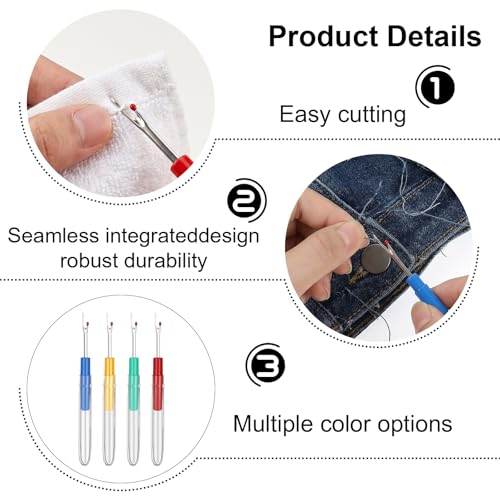 200 Pcs Colorful Seam Rippers Thread Remover, Small Seam Ripper Tool Bulk for Sewing, Handy Sewing Seams Ripper for Opening Removing Seams and Hems DIY Craft, 4 Colors