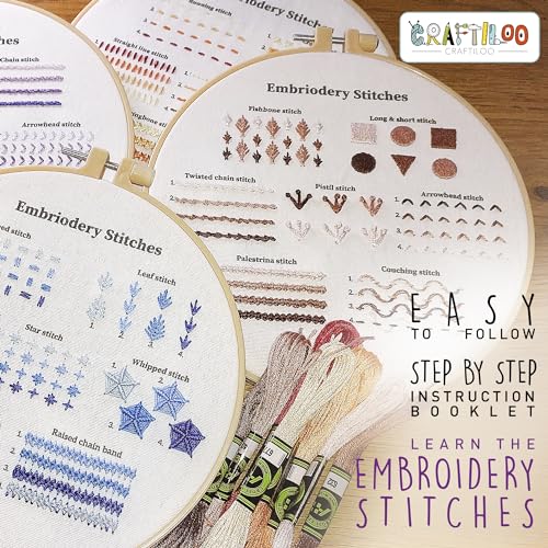 Practice Embroidery Kit for Beginners - Learn Stitches Sampler Kit - color: Stitch Dictionary Practice