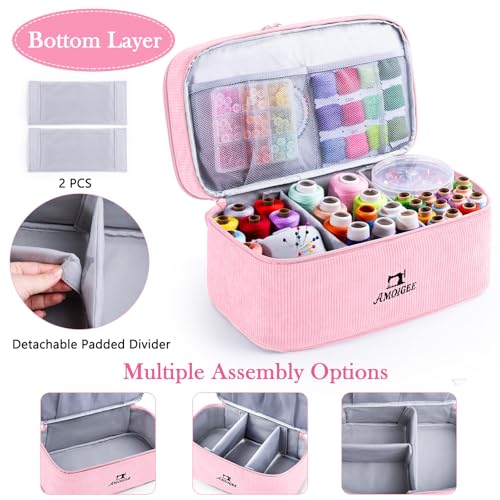 Double-Layer Sewing Organizer Bag with Pin Cushion for Sewing Supplies - color: Pink - Cpirpmu, size: Style A - Courony