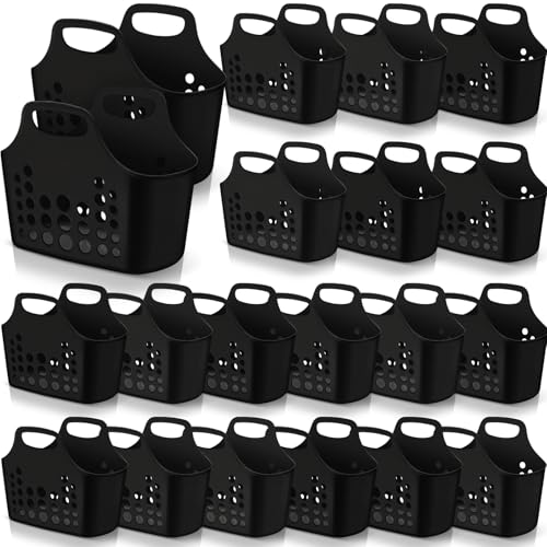 Nuogo 20 Pack Plastic Baskets with Handles Portable Caddy, Black - color: Black