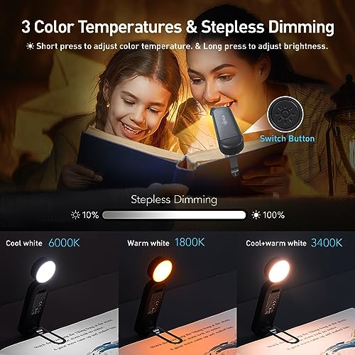 VAVOFO USB Rechargeable Book Light, Bookmark Clip on LED Reading Light - color: Gray