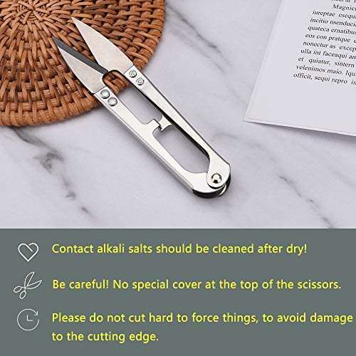 Zittop 2pcs Premium Stainless Steel 4.2in U Sewing Scissors Clippers, Embroidery Yarn Scissors Mini Thread Sewing Cutter, Yarn Fishing Mini Small Snips Trimming Nipper Great for Stitch (Silver).