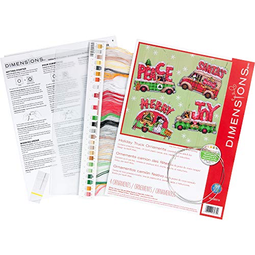 Dimensions Holiday Truck Ornaments Counted Cross Stitch Kit, Set of 4 - color: Holiday Truck