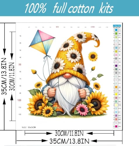 Gnome Stamped Cross Stitch Kits - Counted Cross Stitch Kits for Beginners Adults Needlepoint Cross-Stitch Patterns Dimensions Needlecrafts Embroidery Kits Arts and Crafts13.8inX13.8in - color: Cross Stitch-0331-1