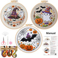 Halloween Embroidery Kit for Beginners with Pumpkin Ghost Patterns&Guide - color: Halloween