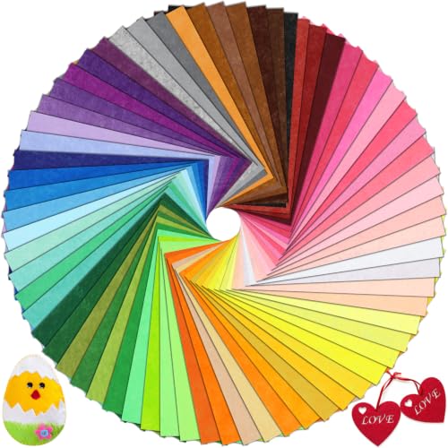 Thin Felt Fabric Sheets, Assorted Colors Stiff Felt Sheets for Crafts DIY Patchwork Sewing Projects Decoration (Stiff 66 Colors, 8"×12") - color: Stiff 66 Colors, size: 8 x 12 inches