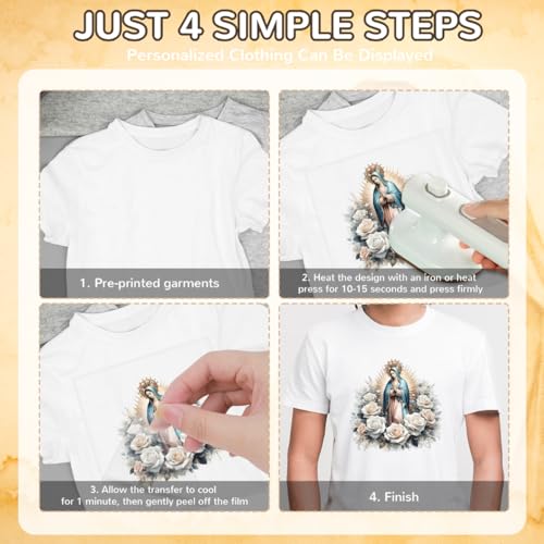 20Pcs Guadalupe Dtf Transfers Ready to Press Virgin Mary Iron on Transfers Watercolor Our Lady of Guadalupe Heat Transfer Vinyl Stickers for Charity Clothing Pillows Bag DIY Crafts - color: Guadalupe